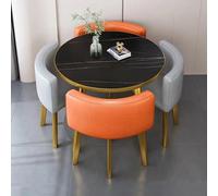 ZomoQryn Ensemble Table Et Chaises RéCeption Table à Manger CarréE/Ronde avec 4 Chaises Mousse à Haute Densité Et Rebond Adapté aux NéGociations au Bureau à La RéCeption C1