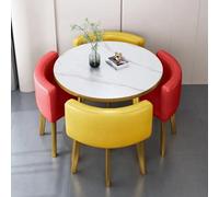 ZomoQryn Ensemble Table Et Chaises RéCeption Table à Manger CarréE/Ronde avec 4 Chaises Mousse à Haute Densité Et Rebond Adapté aux NéGociations au Bureau à La RéCeption B26