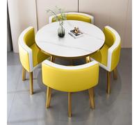 ZomoQryn Ensemble Table Et Chaises RéCeption Table à Manger CarréE/Ronde avec 4 Chaises Mousse à Haute Densité Et Rebond Adapté aux NéGociations au Bureau à La RéCeption B14