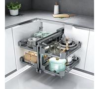 ZomoQryn Organisateur d'angle Coulissant Meuble Aveugle Organisateur Cuisine Ouverture d'angle à Gauche Ou à Droite Quatre Paniers DéTachables Convient aux Meubles Cuisine 700 Model