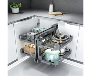 ZomoQryn Organisateur d'angle Coulissant Meuble Aveugle Organisateur Cuisine Ouverture d'angle à Gauche Ou à Droite Quatre Paniers DéTachables Convient aux Meubles Cuisine 800 Model