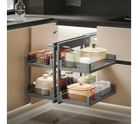 ZomoQryn Organisateur d'angle Coulissant pour Placard Cuisine éTagèRe pour Placard d'angle Ouverture à Gauche Et à Droite Acier Au Carbone éPais Convient aux Placards Cuisine Grey 900 Model