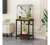 ZomoQryn Support Mobile pour Aquarium Avec Roulettes Support En MéTal pour Aquarium Double Espace Rangement Hauteur 75 Cm Convient aux Salons Et aux EntréEs Bureau Black + Brown 80x40cm/31.5x15.7in