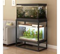 ZomoQryn Supports pour Aquariums à Double Couche Support MéTallique pour Aquarium Cadre En Acier éPais Rangement Multicouche Hauteur 80 Cm Adapté aux Salons Et aux Bureaux black 90x40cm/35.4x15.7in