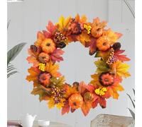 Zomtier Couronne Automne pour Deco Automne, 40 cm Citrouille Couronne avec Feuille d'érable Artificielle, Baie, décoration Murale, Decoration Automne pour Thanksgiving, Halloween