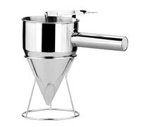 ZONADAH Distributeur de pâte à crêpes, 1200 ml, entonnoir à piston en acier inoxydable pour plaque de cuisson avec support, distributeur de pâte à gaufres pour desserts et cupcakes