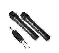 ZONADAH Double microphone sans fil, système de microphone rechargeable avec récepteur et anneau antidérapant, distance de transmission de 30 à 100 mètres pour le chant de karaoké, discours public,