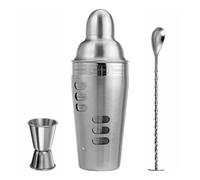 ZONADAH Kit de préparation de cocktails avec shaker rotatif, guide de recettes, barman en acier inoxydable, ensemble de 3 pièces