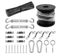 ZONADAH Kit de suspension de guirlande lumineuse de 25 m avec revêtement en nylon et câble en acier inoxydable 304 pour extérieur, jardin, fête, montage