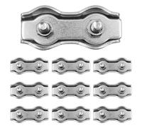 ZONADAH Lot de 10 Câbles Métalliques M6 en Acier Inoxydable 304 - Double Bornes - Boucle - Serre-Câble à 2 Poteaux - Connecteurs en Polywire - Argent