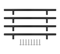 ZONADAH Lot de 4 poignées d'armoire noires mates 192 mm Centre de trou en T Poignées en T en acier inoxydable Poignées longues de porte d'armoire de 150 mm de longueur pour tiroir de chambre à coucher