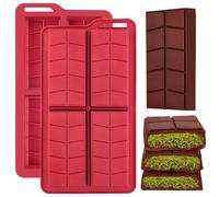 ZONBBEE Moule Silicone Tablette de Chocolat Dubai Grand Forme Carrée,Moule Pepites De Chocolats Démoulage Facile Réutilisables Pour Faire Du Protéiné Barre Dragées Céréales et les Bonbons(2 Pièces)