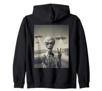 Zone 51 : Selfie de Vacances Extraterrestre Amusant, Signe de Paix, Visite d'un OVNI Sweat à Capuche