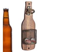 Zone de boissons - Café rustique - Nook - Accent mural en bois - Décapsuleur mural avec attrape-capsules - Gadget de cuisine vintage - Économie d'espace - Décoration d'intérieur pour bar, café et