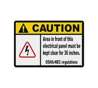 Zone de danger : un espace libre de 91 cm (36 pouces) doit être maintenu devant ce panneau électrique. Panneaux d'avertissement en aluminium conformes aux normes OSHA pour jardin extérieur (20 x 30 c