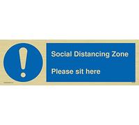 Zone de distance sociale S'il vous plaît asseyez-vous ici