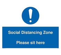 Zone de distance sociale S'il vous plaît asseyez-vous ici