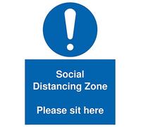 Zone de distance sociale S'il vous plaît asseyez-vous ici