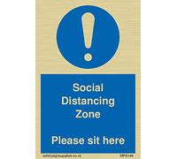 Zone de distance sociale S'il vous plaît asseyez-vous ici