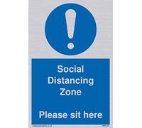Zone de distance sociale S'il vous plaît asseyez-vous ici
