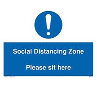 Zone de distance sociale S'il vous plaît asseyez-vous ici