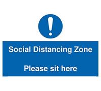 Zone de distance sociale S'il vous plaît asseyez-vous ici