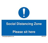 Zone de distance sociale S'il vous plaît asseyez-vous ici