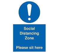 Zone de distance sociale S'il vous plaît asseyez-vous ici