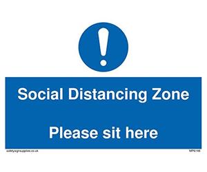 Zone de distance sociale S'il vous plaît asseyez-vous ici