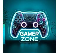 ZONE DE JEUX Panneau Néon Gamepad Lampe LED pour USB Décoration Murale Panneau Néon pour Chambre de Jeu Salle d'Hobby Chambre à Coucher Man Cave Décoration pour Adolescents Hommes Femmes Garçons