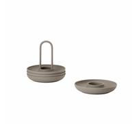ZONE DENMARK Singles Lot de 4 coquetiers empilables en Silicone avec Support Taupe Diamètre 11,2 cm Hauteur 9,5 cm