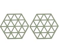 Zone Denmark - Dessous De Plat Triangle en Silicone - Design GéoméTrique Moderne - Résistant À 250°C - Lave-Vaisselle - Dimensions 16 x 14 x 0,9 cm - Romarin (Lot de 2)