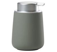 Zone Denmark - Distributeur de Savon Nova - 0,25 L - 8 x 11,5 cm - Salle de Bain - Design Danois ÉLéGant en Porcelaine - Surface Douce, DéTails en Acier - Vert Olive