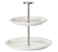 ZONE DENMARK Eau présentoir à gâteaux - étagère de service à 2 niveaux pour présentation élégante - support empilable au design scandinave - compatible lave-vaisselle - 21 cm, Ø 20 cm - blanc cassé