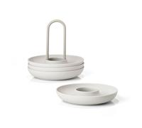 Zone Denmark Eierbecher Singles, 4er Set, mit Halter, Eierhalter, Eier Becher, Silikon / Metall, Warm Grey, 332023