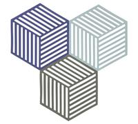 Zone Denmark - Lot de 3 Dessous-De-Plat en Silicone - Design GéoméTrique Moderne - Résistant À 250°C - Lave-Vaisselle - 2 Dimensions - Indigo/Fog/Olive Taupe