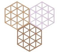 Zone Denmark - Lot de 3 Dessous-De-Plat en Silicone - Design GéoméTrique Moderne - Résistant À 250°C - Lave-Vaisselle - 2 Dimensions - Terracot/Lupin/Amande
