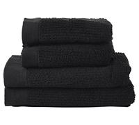 ZONE DENMARK - Lot de 4 Serviettes Gamme Classic - 2 Serviettes de Toilette (50x100cm) & 2 Draps de Bain (70x140cm) - 100% Coton, certifié Oeko-TEX - Lavage 60°C - Absorption & Douceur - Noir