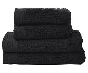 ZONE DENMARK - Lot de 4 Serviettes Gamme Classic - 2 Serviettes de Toilette (50x100cm) & 2 Draps de Bain (70x140cm) - 100% Coton, certifié Oeko-TEX - Lavage 60°C - Absorption & Douceur - Noir
