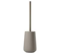 Zone Denmark Nova One - Brosse WC en Céramique avec Porte-Brosse Assorti - Revêtement Soft Touch - Poignée en Acier Inoxydable - Longueur 10,3 Cm - Hauteur 37 Cm - Taupe