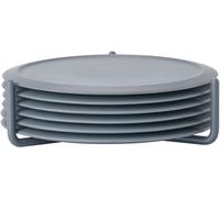 Ensemble de 6 dessous de verre SINGLES et support en silicone et métal Gris froid Zone Denmark