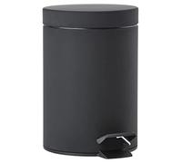 ZONE DENMARK Solo Poubelle de salle de bain, Petite poubelle cosmétique, Poubelle avec couvercle, diam. 17 cm, hauteur 25 cm, capacité 3 litres, noir