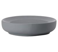 Zone Denmark Porte-Savon Ume, Porte-Savon, Porte-Savon pour lavabo, grès avec revêtement Soft Touch, diam. 12 cm, Gris