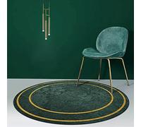 Zone Tapis Ronde Chambre Tapis Salon Anti Slip Doux Tapis Tapis de Sol Grand pour Couloir Cercle Or Vert Pur,ø 140CM