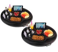 Zone Tech Lot de 2 porte-boissons flottants gonflables pour piscine, jacuzzi pour adultes - Bar de service buffet, boissons, fruits, salade, tablette, téléphone portable