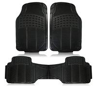 Zone Tech Lot de 3 Tapis de Sol pour Voiture en Caoutchouc Noir - Étanche - Ajustement Universel