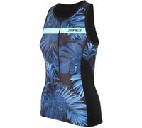 Zone3 Activate+ Tropical Palm Sleeveless Tri Top Marine/Vert 8 (XS) Female