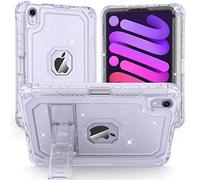 ZoneFoker Coque pour iPad Mini 6, iPad Mini 6e génération 8,3" 2021 avec Support et Porte-Crayon, Coque arrière Transparente légère et Fine pour Apple iPad 8,3" pour Filles Paillettes Transparentes