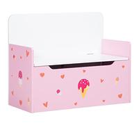 ZONEKIZ 2 en 1 Coffre à jouets pour enfants +18 mois Banc de rangement pour enfants avec couvercle de fermeture magnétique pour chambre à coucher salle de jeu Charge 50 kg 60 x 30 x 50 cm Rose