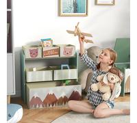 ZONEKIZ Armoire pour enfants avec 6 tiroirs en tissu, motif mignon, 63x30x66 cm, Vert